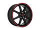 Motegi CS8 Satin Black with Red Stripe Wheel; 16x7; 40mm Offset (84-01 Jeep Cherokee XJ)