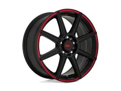 Motegi CS8 Satin Black with Red Stripe Wheel; 17x7; 40mm Offset (84-01 Jeep Cherokee XJ)