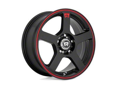 Motegi FS5 Matte Black with Red Racing Stripe Wheel; 15x6.5; 40mm Offset (84-01 Jeep Cherokee XJ)