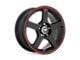 Motegi FS5 Matte Black with Red Racing Stripe Wheel; 16x7; 40mm Offset (84-01 Jeep Cherokee XJ)