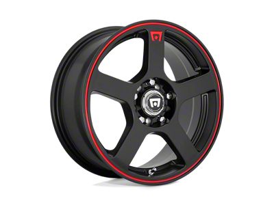 Motegi FS5 Matte Black with Red Racing Stripe Wheel; 17x7; 40mm Offset (84-01 Jeep Cherokee XJ)