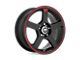 Motegi FS5 Matte Black with Red Racing Stripe Wheel; 15x6.5; 40mm Offset (93-98 Jeep Grand Cherokee ZJ)