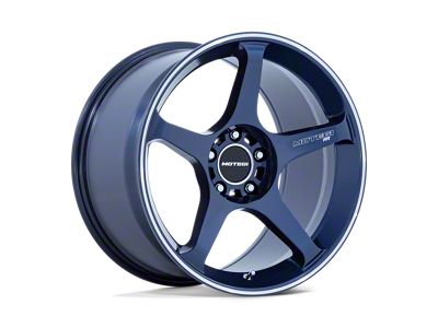 Motegi Battle V Obsidian Blue with Machined Lip Stripe Wheel; 18x9.5; 15mm Offset (93-98 Jeep Grand Cherokee ZJ)