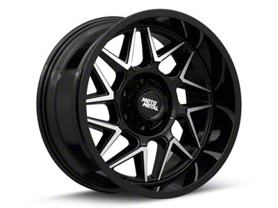 Moto Metal Turbine Gloss Black with Machined Face 6-Lug Wheel; 20x9; 1mm Offset (04-15 Titan)