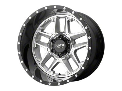 Moto Metal Sentry Gloss Silver Center with Gloss Black Lip 6-Lug Wheel; 20x12; -44mm Offset (05-15 Tacoma)