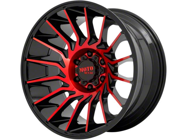 Moto Metal MO807 Gloss Black Machined with Red Tint 6-Lug Wheel; 22x10; -18mm Offset (2024 Tacoma)