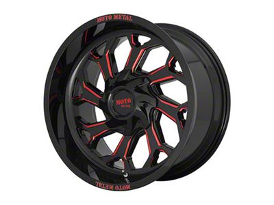 Moto Metal MO999 Gloss Black Milled with Red Tint 6-Lug Wheel; 20x10; -18mm Offset (10-24 4Runner)