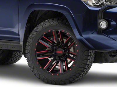 Moto Metal Razor Satin Black Machined Red Tint 6-Lug Wheel; 20x10; -24mm Offset (10-24 4Runner)