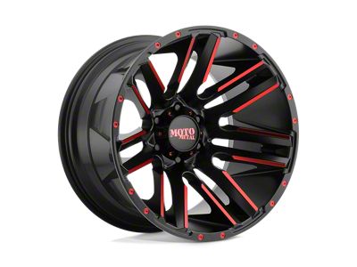 Moto Metal Razor Satin Black Machined with Red Tint 6-Lug Wheel; 20x12; -44mm Offset (10-24 4Runner)