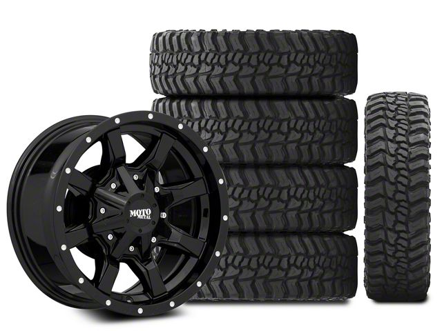 16x8 Moto Metal MO970 & 35in Mickey Thompson Mud-Terrain Baja Boss Tire Package; Set of 5 (21-24 Bronco, Excluding Raptor)