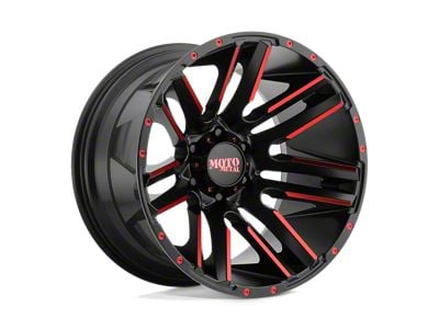 Moto Metal Razor Satin Black Machined with Red Tint 6-Lug Wheel; 20x12; -44mm Offset (21-24 Bronco, Excluding Raptor)