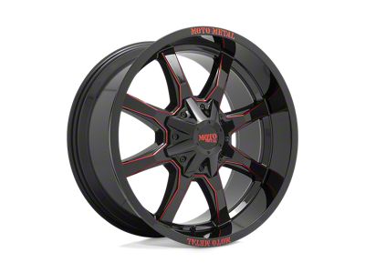 Moto Metal MO970 Gloss Black Milled with Red Tint and Moto Metal On Lip Wheel; 20x9; 0mm Offset (76-86 Jeep CJ7)