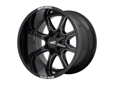 Moto Metal MO970 Gloss Black with Milled Spoke and Moto Metal On Lip Wheel; 20x9; 0mm Offset (76-86 Jeep CJ7)