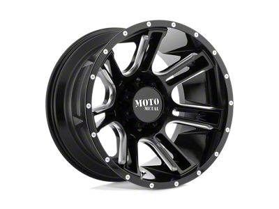 Moto Metal Amp Gloss Black Milled Wheel; 17x9; -12mm Offset (20-24 Jeep Gladiator JT)