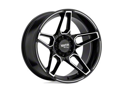 Moto Metal Fang Gloss Black Machined Wheel; 20x10; -18mm Offset (20-24 Jeep Gladiator JT)