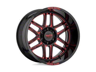 Moto Metal Folsom Gloss Black Milled with Red Tint Wheel; 20x10 (20-24 Jeep Gladiator JT)