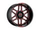 Moto Metal Folsom Gloss Black Milled with Red Tint Wheel; 20x10; -18mm Offset (20-24 Jeep Gladiator JT)