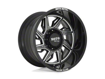 Moto Metal Hurricane Gloss Black Milled Wheel; Left Directional; 20x10; -18mm Offset (20-24 Jeep Gladiator JT)