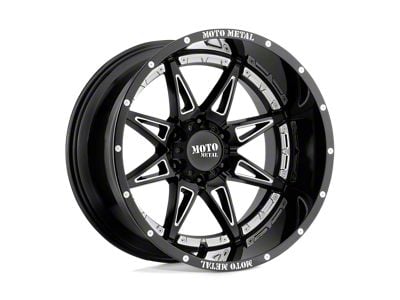 Moto Metal Hydra Gloss Black Milled Wheel; 20x9; 18mm Offset (20-24 Jeep Gladiator JT)