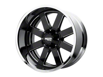 Moto Metal MO200 Gloss Black Milled Center with Chrome Lip Wheel; 20x10 (20-24 Jeep Gladiator JT)