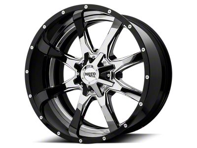 Moto Metal MO201 Chrome Center with Gloss Black Milled Lip Wheel; 20x10; -18mm Offset (20-24 Jeep Gladiator JT)