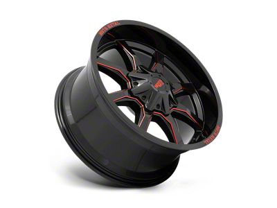 Moto Metal MO970 Gloss Black Milled with Red Tint and Moto Metal On Lip Wheel; 20x10; -18mm Offset (20-24 Jeep Gladiator JT)