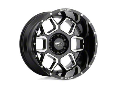 Moto Metal Spade Gloss Black Machined Wheel; 20x10; -24mm Offset (20-24 Jeep Gladiator JT)