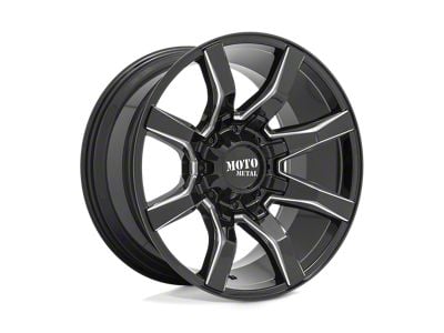 Moto Metal Spider Gloss Black Milled Wheel; 20x9; 0mm Offset (20-24 Jeep Gladiator JT)