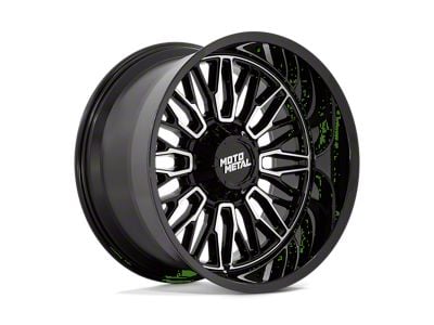 Moto Metal Stinger Gloss Black Machined Wheel; 22x10; -18mm Offset (20-24 Jeep Gladiator JT)