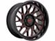 Moto Metal MO805 Gloss Black Milled with Red Tint Wheel; 22x10; -18mm Offset (07-18 Jeep Wrangler JK)