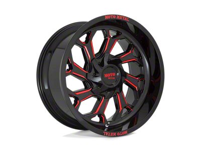 Moto Metal MO999 Gloss Black Milled with Red Tint Wheel; 20x10 (07-18 Jeep Wrangler JK)