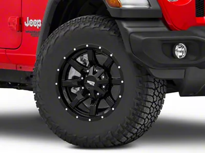 Moto Metal MO970 Gloss Black with Milled Lip Wheel; 17x9; -12mm Offset (18-25 Jeep Wrangler JL)