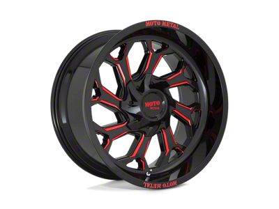 Moto Metal MO999 Gloss Black Milled with Red Tint Wheel; 20x10; -18mm Offset (18-24 Jeep Wrangler JL)