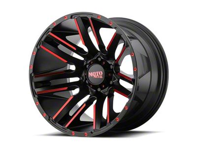 Moto Metal Razor Satin Black Machined Red Tint 6-Lug Wheel; 20x10; -24mm Offset (16-23 Tacoma)
