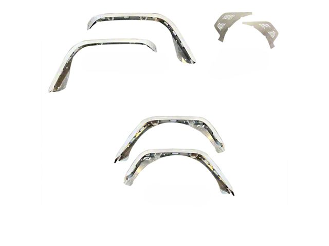 Motobilt Front and Rear Fender Flares; Bare Aluminum (18-24 Jeep Wrangler JL)