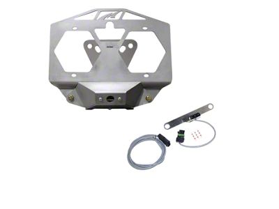 Motobilt Spare Tire License Plate Relocation Kit with Camera Mount and Tag Light; Bare Steel (18-24 Jeep Wrangler JL)