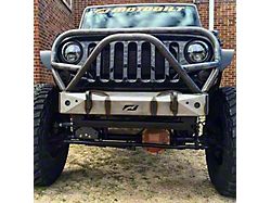 Motobilt Stubby Front Bumper with Grille Hoop and Stinger; Bare Steel (07-18 Jeep Wrangler JK)