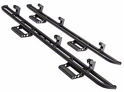 N-Fab Cab Length RKR Side Rails with Detachable Steps; Textured Black (22-24 Frontier Crew Cab)