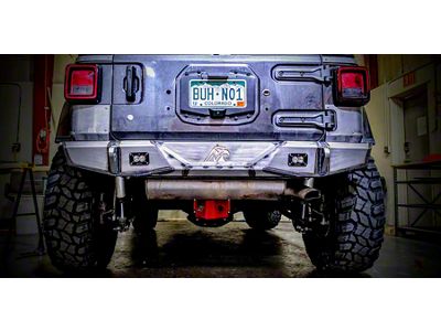 Next Venture Motorsports Rimrocker Series Rear Bumper with LED Cutouts; Pre-Drilled for Backup Sensors; Bare Metal (18-24 Jeep Wrangler JL)