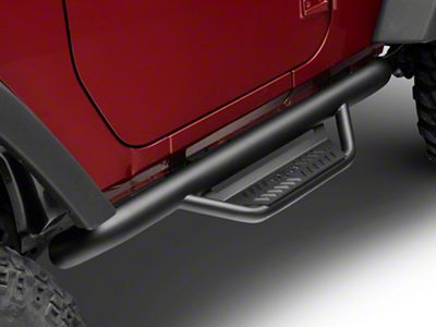 N-Fab Cab Length Podium Nerf Side Step Bars; Textured Black (07-18 Jeep Wrangler JK 2-Door)