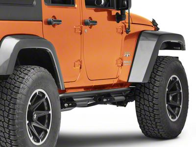 N-Fab Cab Length RKR Side Rails with Detachable Steps; Textured Black (07-18 Jeep Wrangler JK 4-Door)