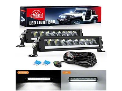 12.20-Inch Single Row LED Light Bars with DRL; Anti-Glare Flood/Spot Combo Beam (Universal; Some Adaptation May Be Required)