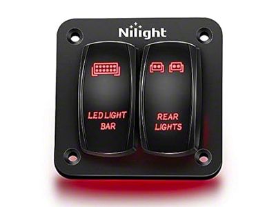 2-Gang Aluminum Rocker Switch Panel with LED Light Bar and Rear Light Rocker Switches; Red LED (Universal; Some Adaptation May Be Required)