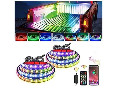 Nilight 2-Piece RGB Truck Bed Light Strip Kit; 60-Inch (Universal; Some Adaptation May Be Required)