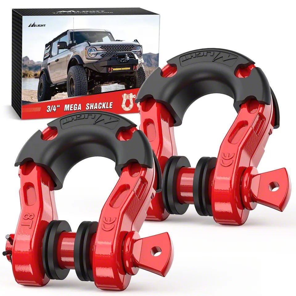 Jeep Gladiator 3/4-Inch Mega D-Rings; Red - Free Shipping