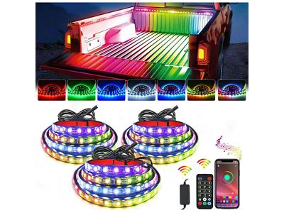 Nilight 3-Piece RGB Truck Bed Light Strip Kit; 60-Inch (Universal; Some Adaptation May Be Required)