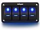 4-Gang Aluminum Rocker Switch Panel with Rocker Switches; Blue LED (Universal; Some Adaptation May Be Required)