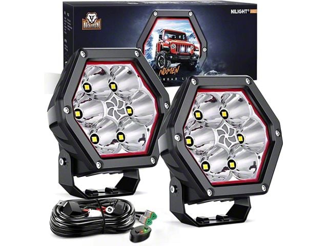 4-Inch Hexagon LED Pod Lights; Spot Beam (Universal; Some Adaptation May Be Required)