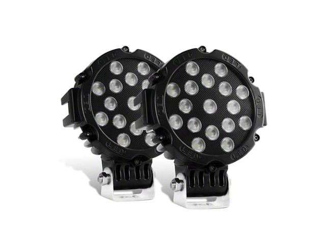 7-Inch Black Round LED Work Lights; Flood Beam (Universal; Some Adaptation May Be Required)