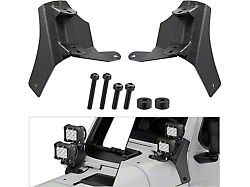 Dual A-Pillar Light Windshield Mounting Brackets; Vertical (20-24 Jeep Gladiator JT, Excluding Mojave)